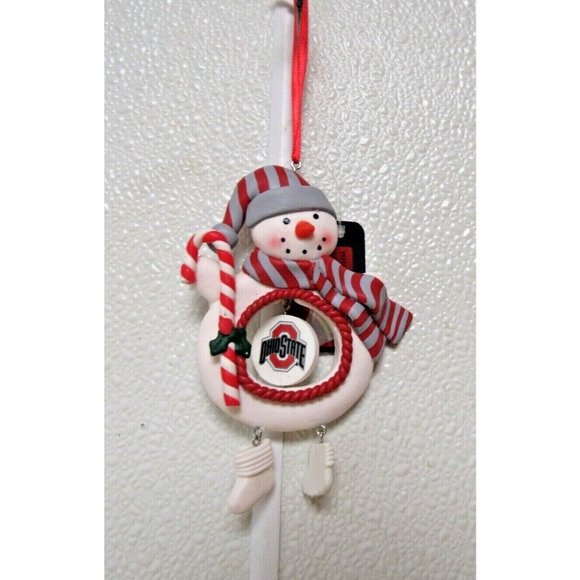 NCAA Ohio State Buckeyes Clay Dough Snowman Xmas Ornament by Team Sports America - Picture 1 of 2